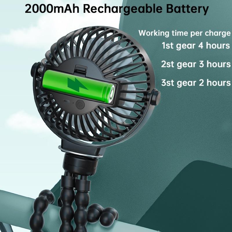 Battery Operated Stroller Fan Rechargeable Flexible Tripod