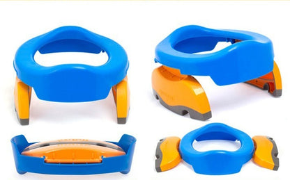 Travel potty seat folding steps shown