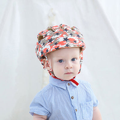 Baby wearing camo star print toddler helmet head protector