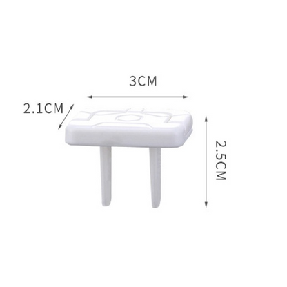 Childproof outlet cover bottom view, prongs