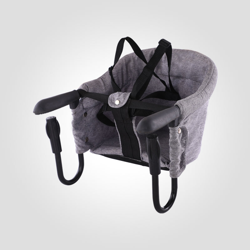 Gray baby  High Chair with black straps 