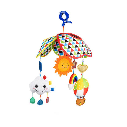 Musical crib toy folded canopy design