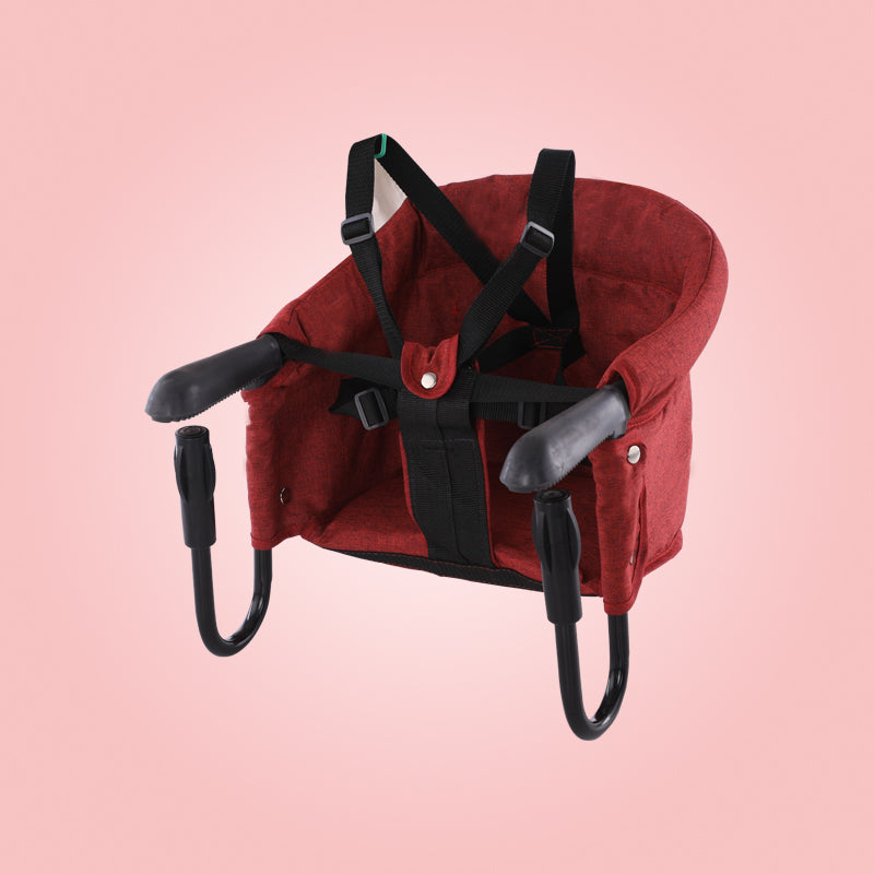 Red baby  High Chair with black straps 