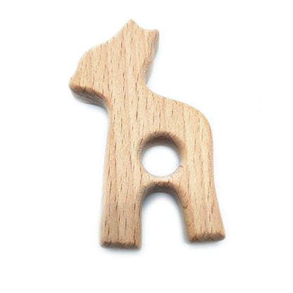 Animal wooden teether beech wood toy for infants