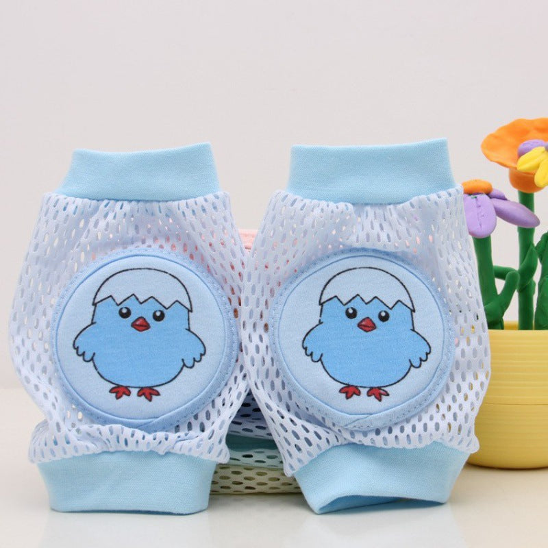 
Blue baby knee pads chick print