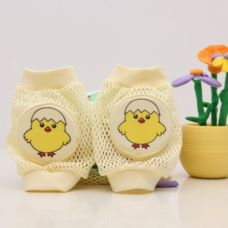 Yellow baby knee pads chick print