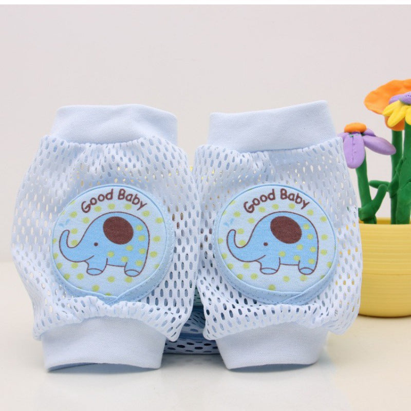 Blue baby knee pads elephant print