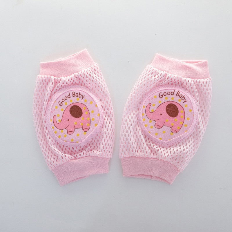 Pink baby knee pads elephant print