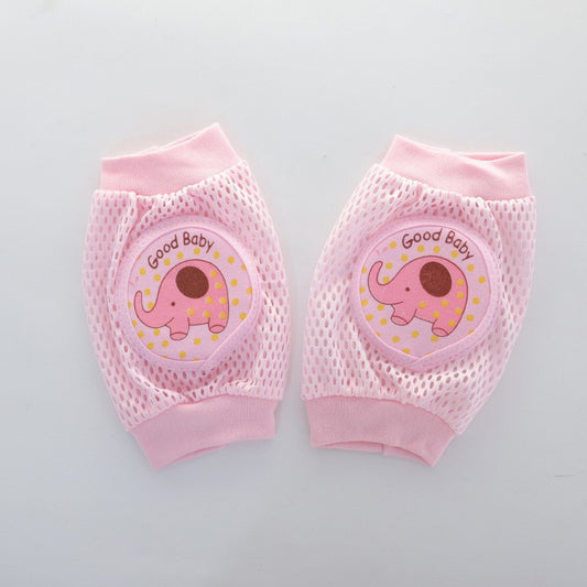Pink baby knee pads elephant print
