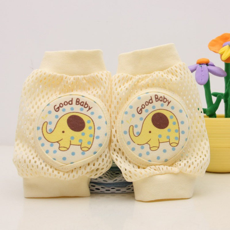 Yellow baby knee pads elephant print
