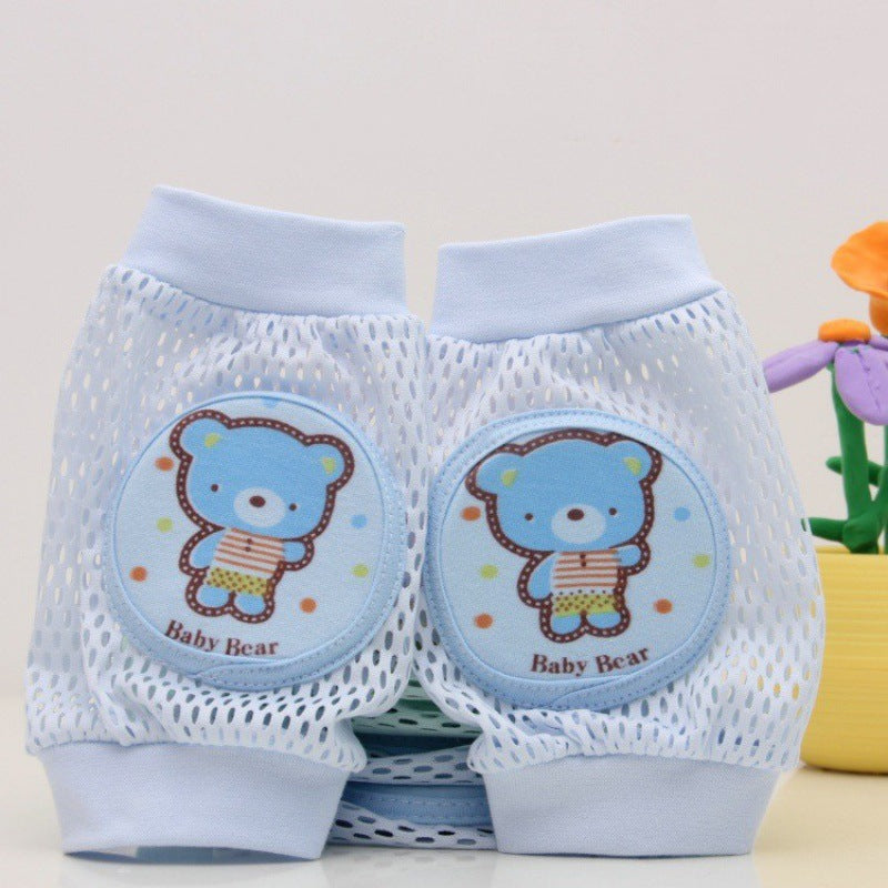 Blue baby knee pads teddy bear print