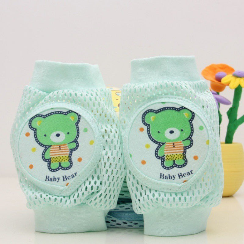 Mint baby knee pads teddy bear print