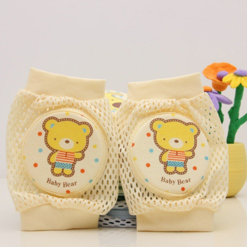 Yellow baby knee pads teddy bear print