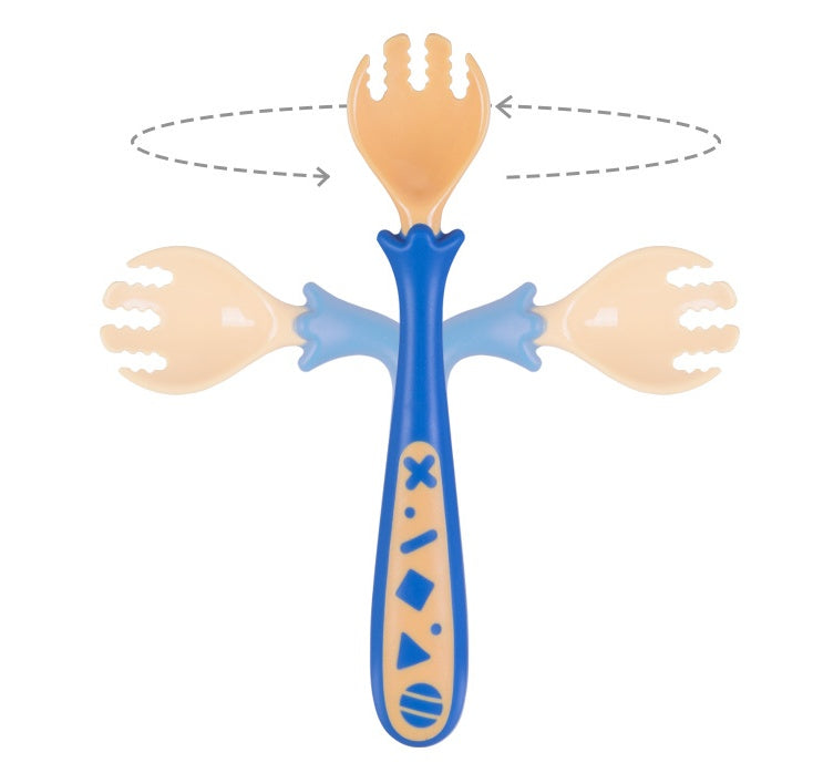 Baby self feeding fork with rotating tip