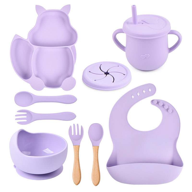 Two-handled sippy cup with straw lid in marble silicone