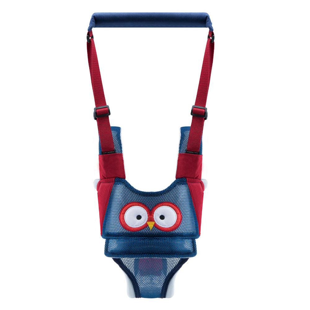 Blue and red baby harness with owl design