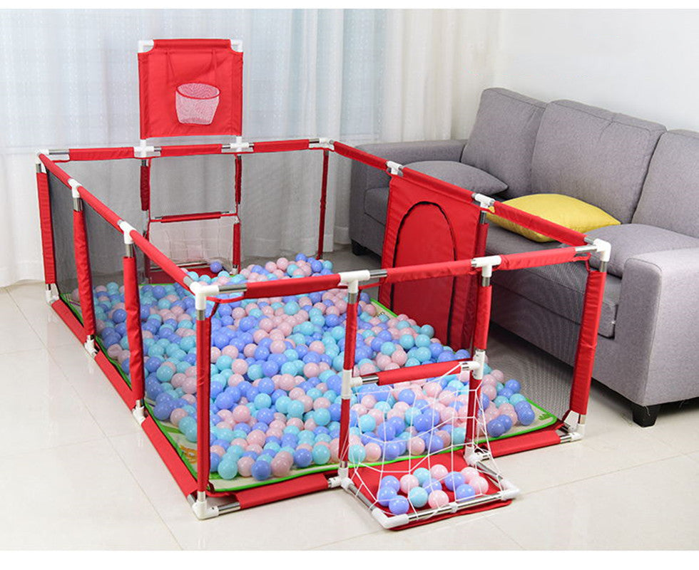 Portable infant playpen in red color