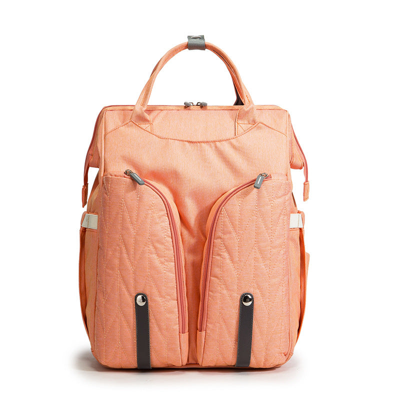 Water-resistant Oxford fabric texture on baby diaper bag backpack