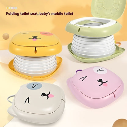 Folding travel potty chair in animal-face designs, multiple colors