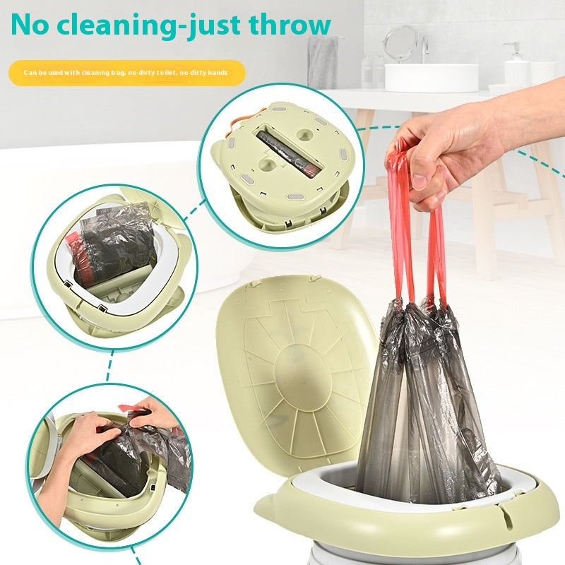 Foldable potty chair with disposable liner bag, no cleaning needed