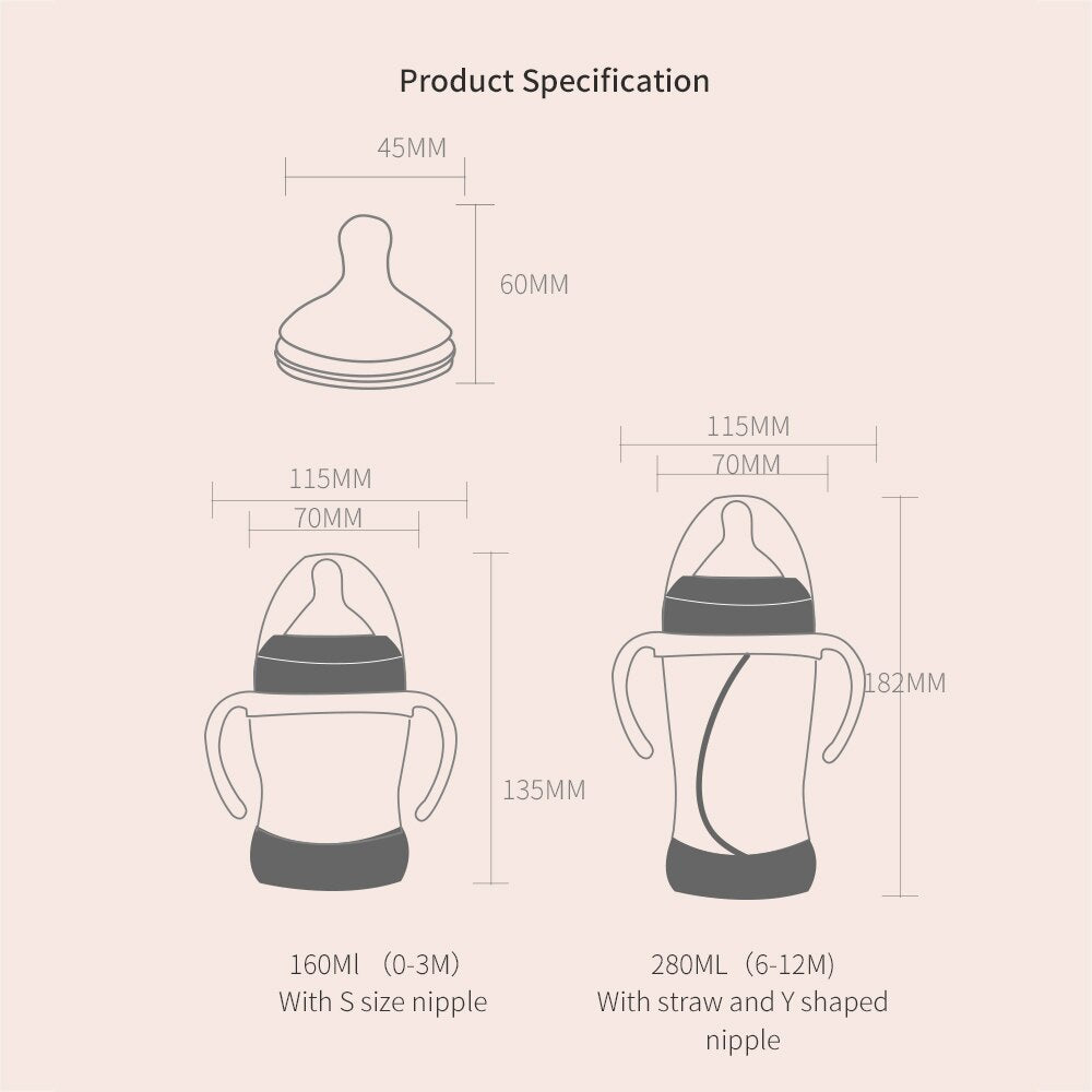280ml wide neck baby bottle for babies 12 months and up