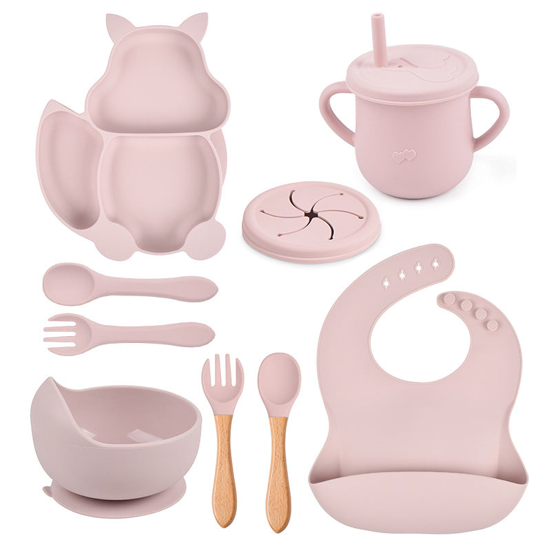 Soft silicone baby bib with food-catching pocket