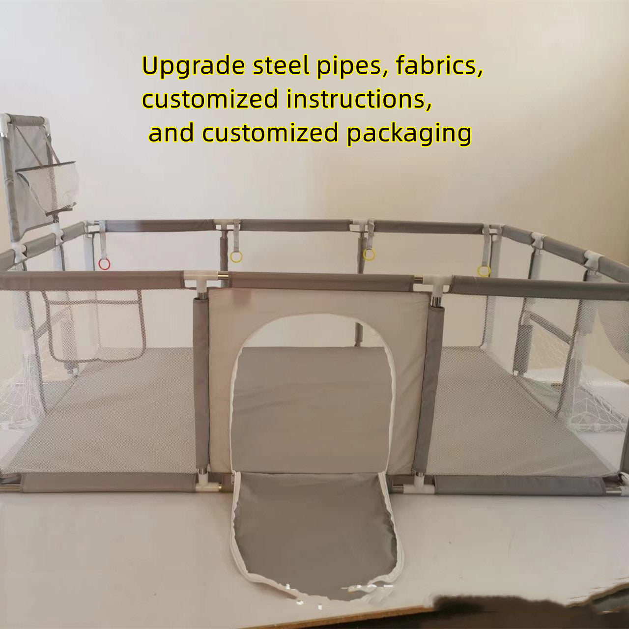 Large infant playpen, red folded view