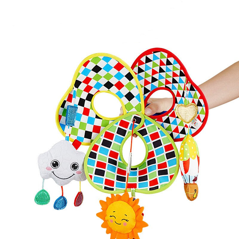 Musical crib toy with sun rainbow cloud heart