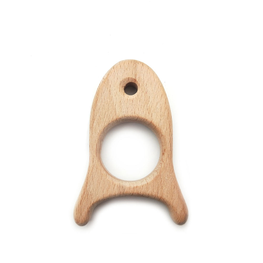 Natural beech wood teether for infants and toddlers