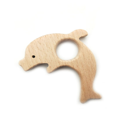Natural wooden molar stick baby toy in a carved shape