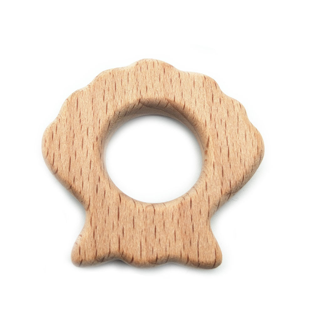 Natural wooden teether with smooth sanded finish, no rough edges