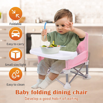 Portable high chair pink baby folding dining chair