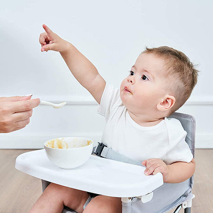 Portable high chair gray baby feeding time