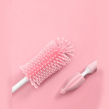 Bottle and straw brush set including wire straw cleaner