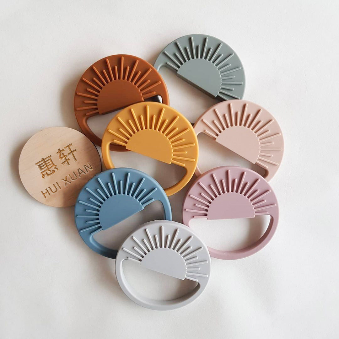 Silicone sun teether toy in multiple colors