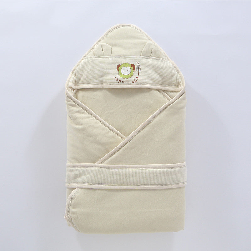 Hooded cotton baby swaddle wrap 