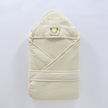 Hooded cotton baby swaddle wrap 