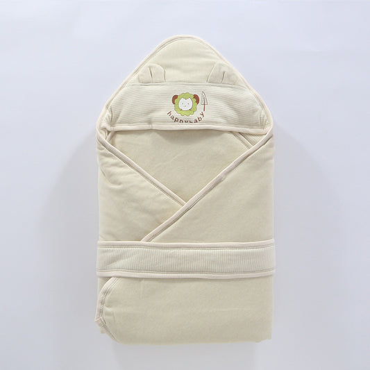 Hooded cotton baby swaddle wrap 