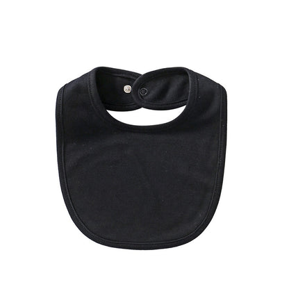 Black waterproof cotton baby bib with snap closure