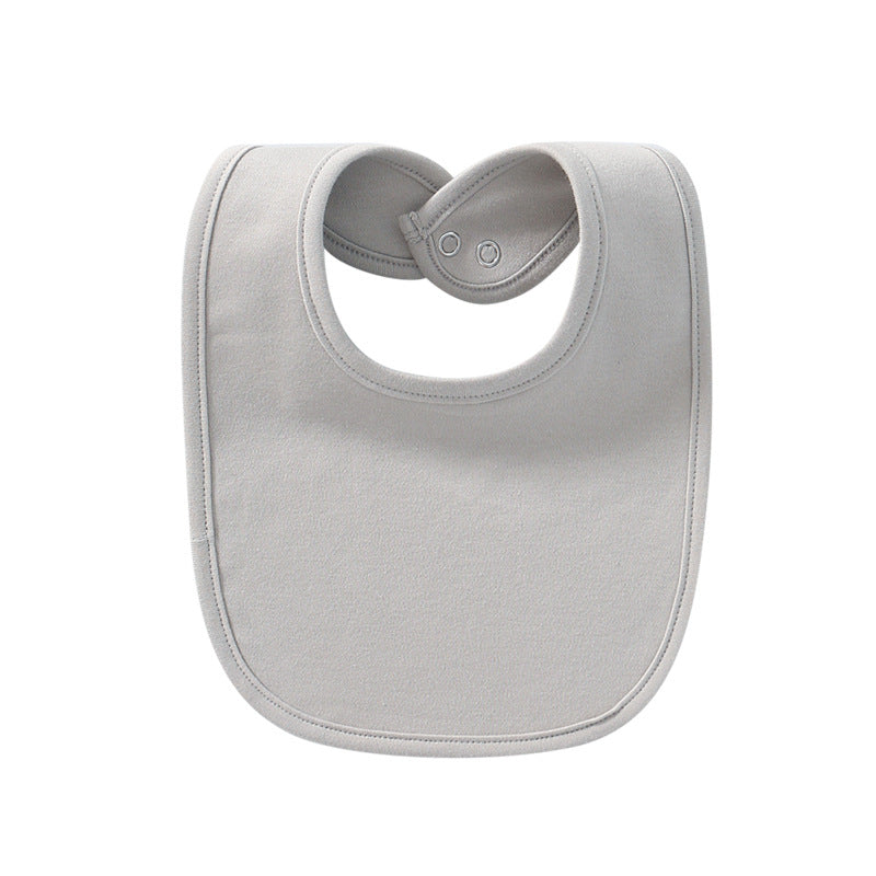  Light grey waterproof cotton baby bib with snap closure
