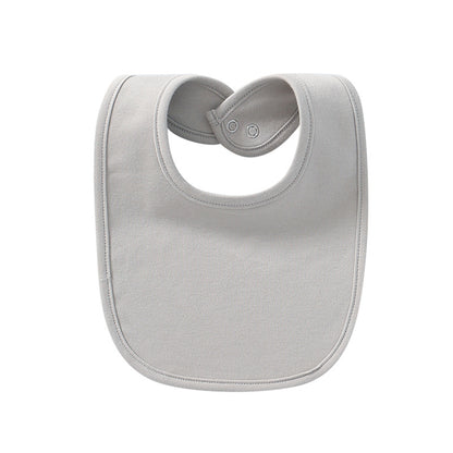  Light grey waterproof cotton baby bib with snap closure