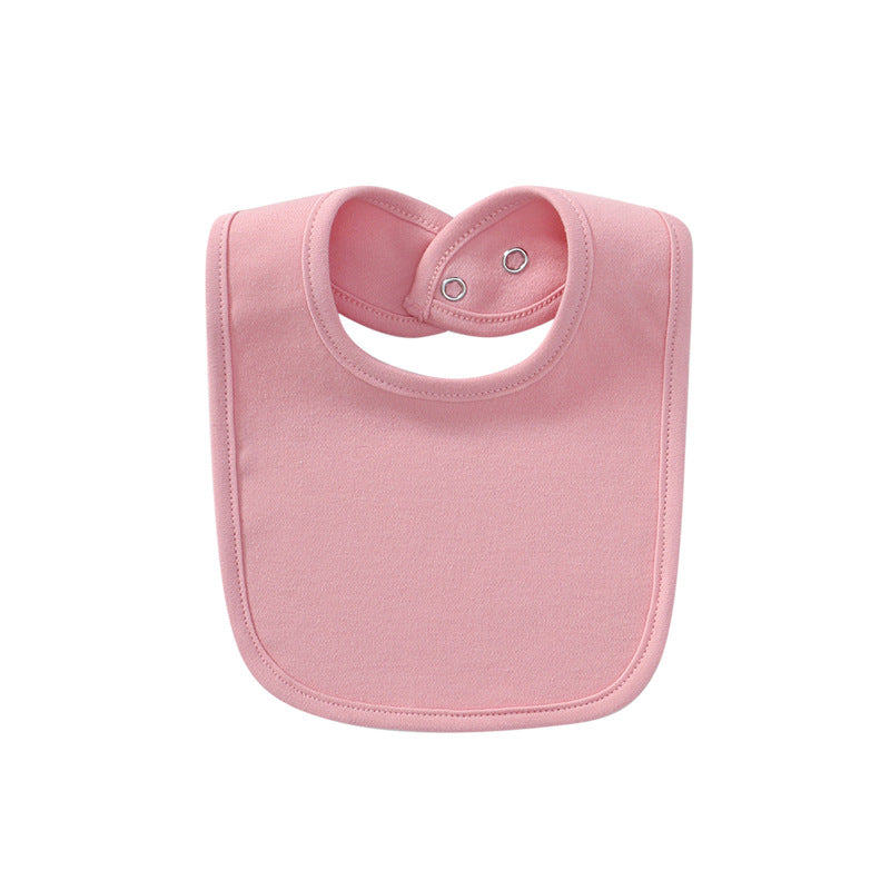 Pink waterproof cotton baby bib, front view