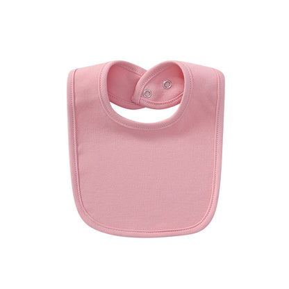 Pink waterproof cotton baby bib, front view
