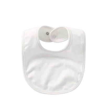  White waterproof cotton baby bib with snap closure