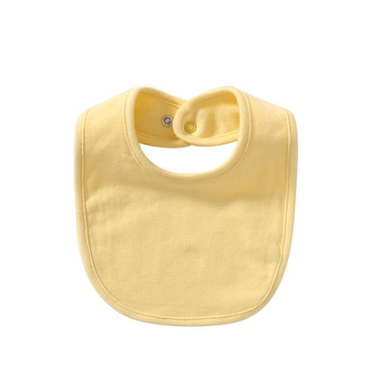 Yellow waterproof cotton baby bib with snap closure