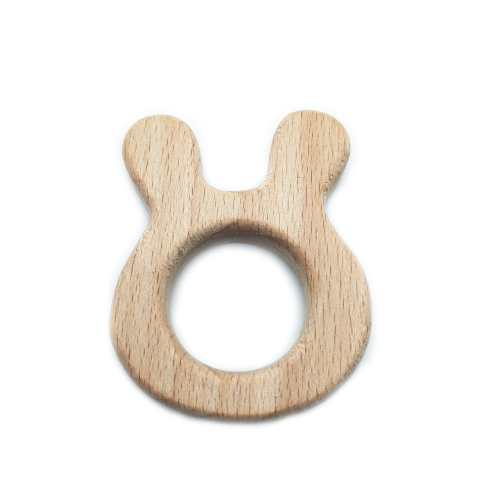 Wooden teether safe for baby to chew during teething